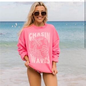Pink Lily Chasing Waves Sweatshirt